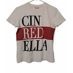 Red valentino womens small tshirt red cream graphic top shortsleeve